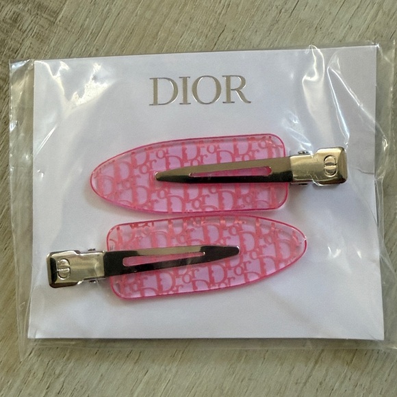 dior-beaury-accessories-dior-gwp-pink-logo-hair-clips-poshmark